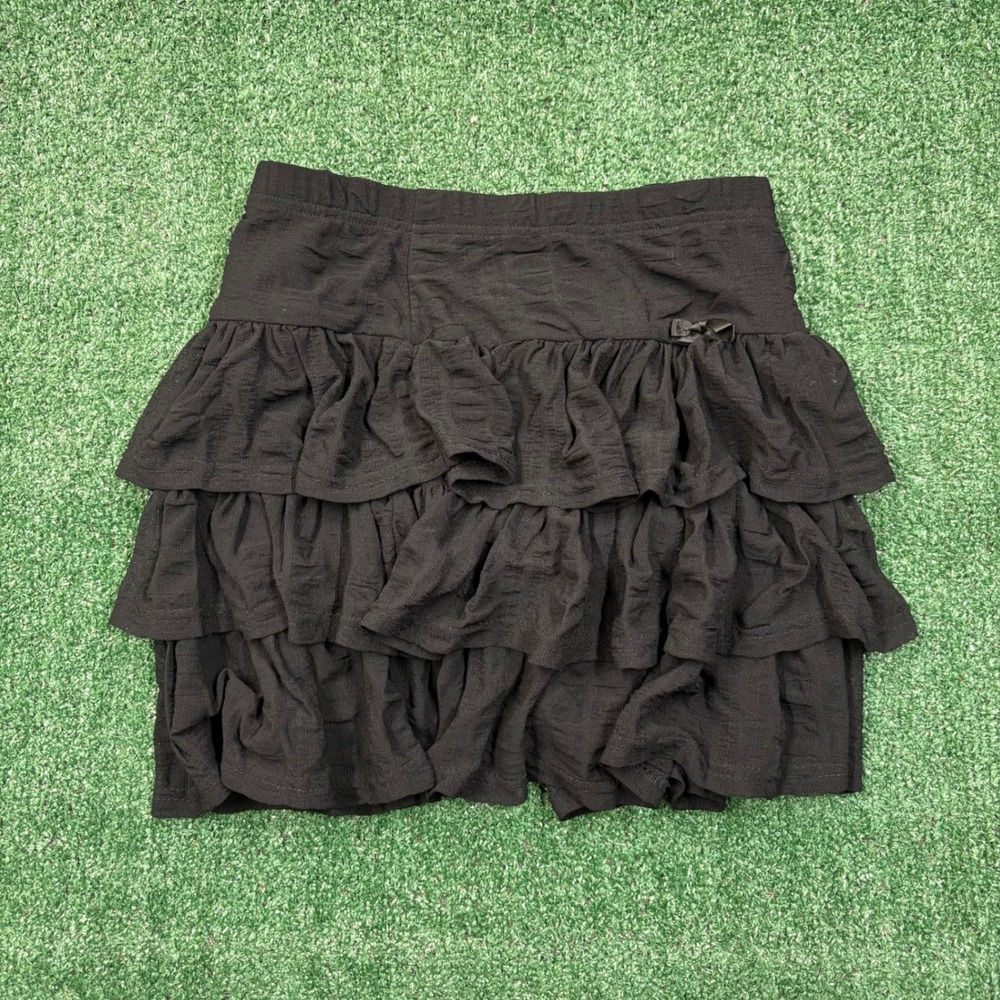 Vintage 2000's Ruffle Tiered Mini Skirt Black XS